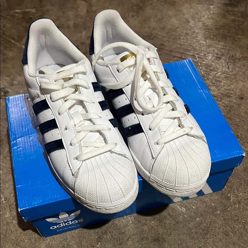 Adidas White and Black Superstar Sneakers